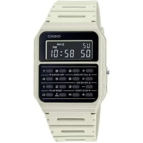 Gray / Blue / Green / White Men`s 8 Digit Alarm Calculator Watch CA53WF White by Casio