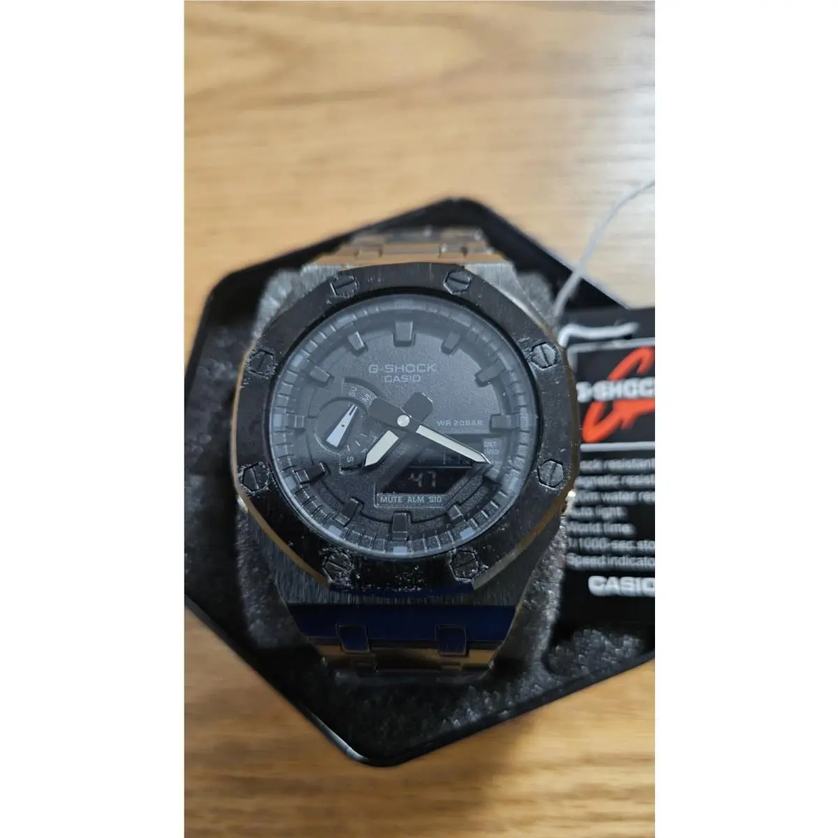 G-shock GA2100 Blackout Custom Mod All Black Color Stainless Steel by Casio