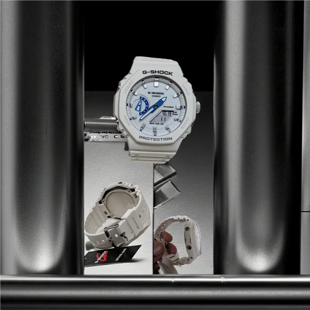 Casio GA2100HDS-7A White Blue Analog Digital G Shock Men Watch