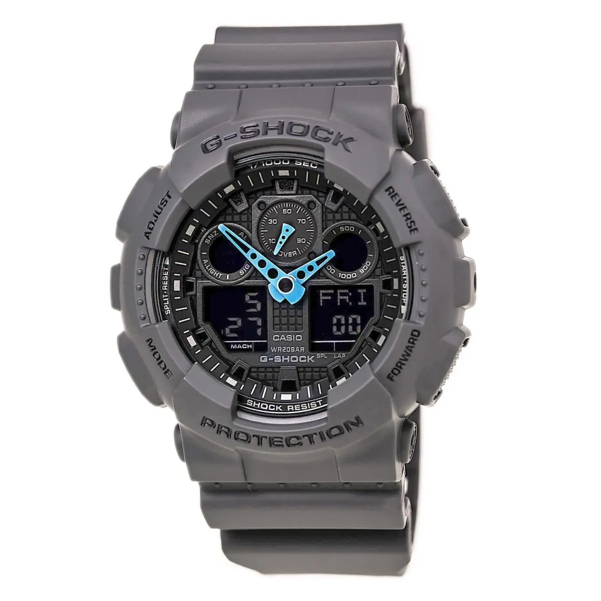 Men`s Watch G-shock Grey Black Ana-digi Dial Resin Black Strap GA100C-8A by Casio