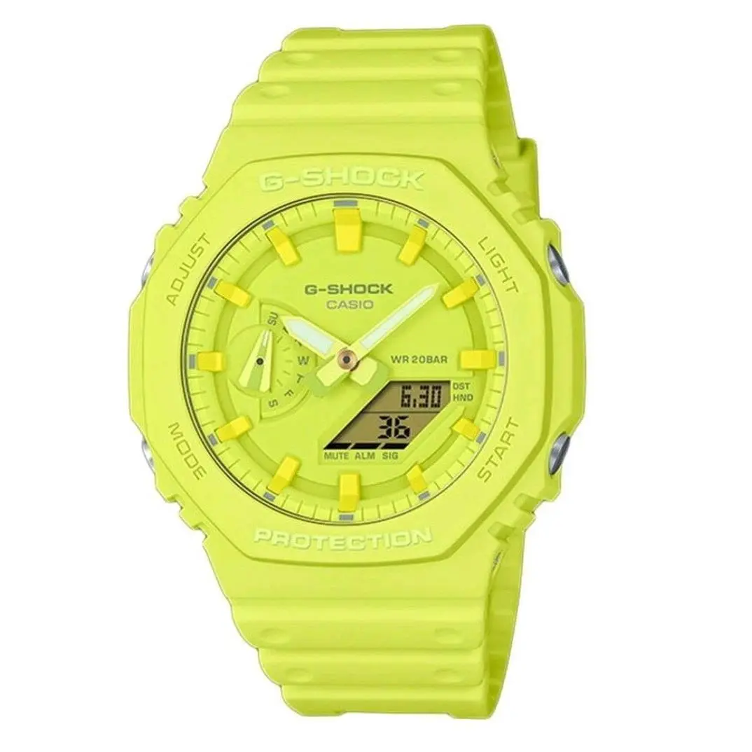 Casio G-shock GA-2100-9A9 Analog Digital Men Watch Yellow Carbon Core Casioak