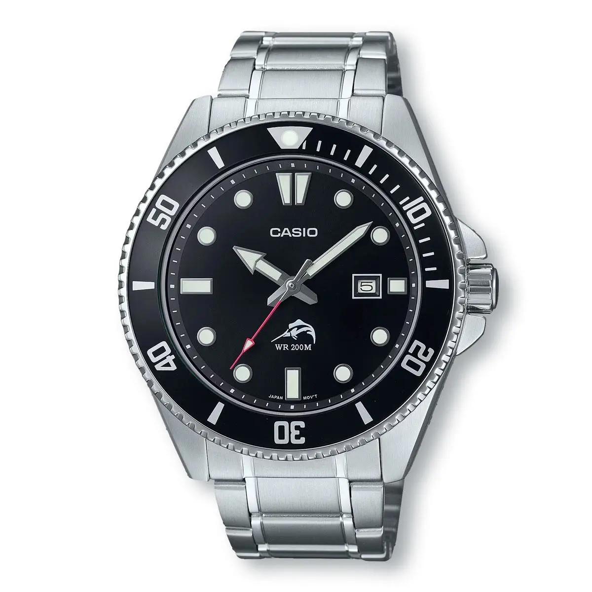 Casio MDV106DD-1A1V Sports 200m Stainless Steel Watch - Dial: Black, Band: Silver, Bezel: Black