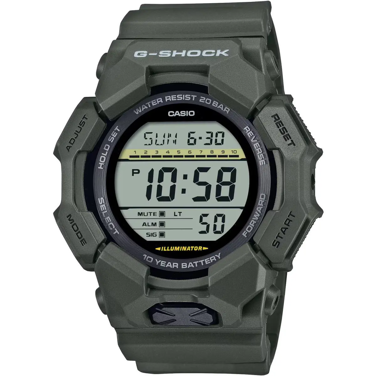 Men`s Watch G-shock World Time Green Bio-based Resin Strap Digital GD010-3 by Casio