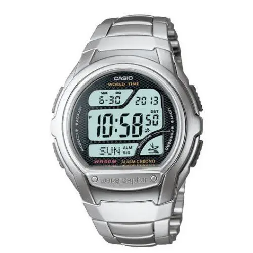 Casio WV58DA-1AV Waveceptor Watch World Time Chronograph Alarm Digital - Band: Silver, Bezel: Silver