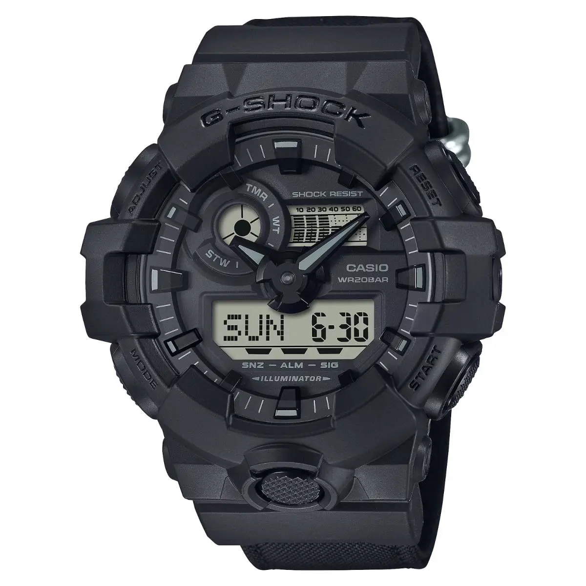 Analog-digital GA-700 Series Black Fabric Strap Watch GA700BCE-1A by Casio