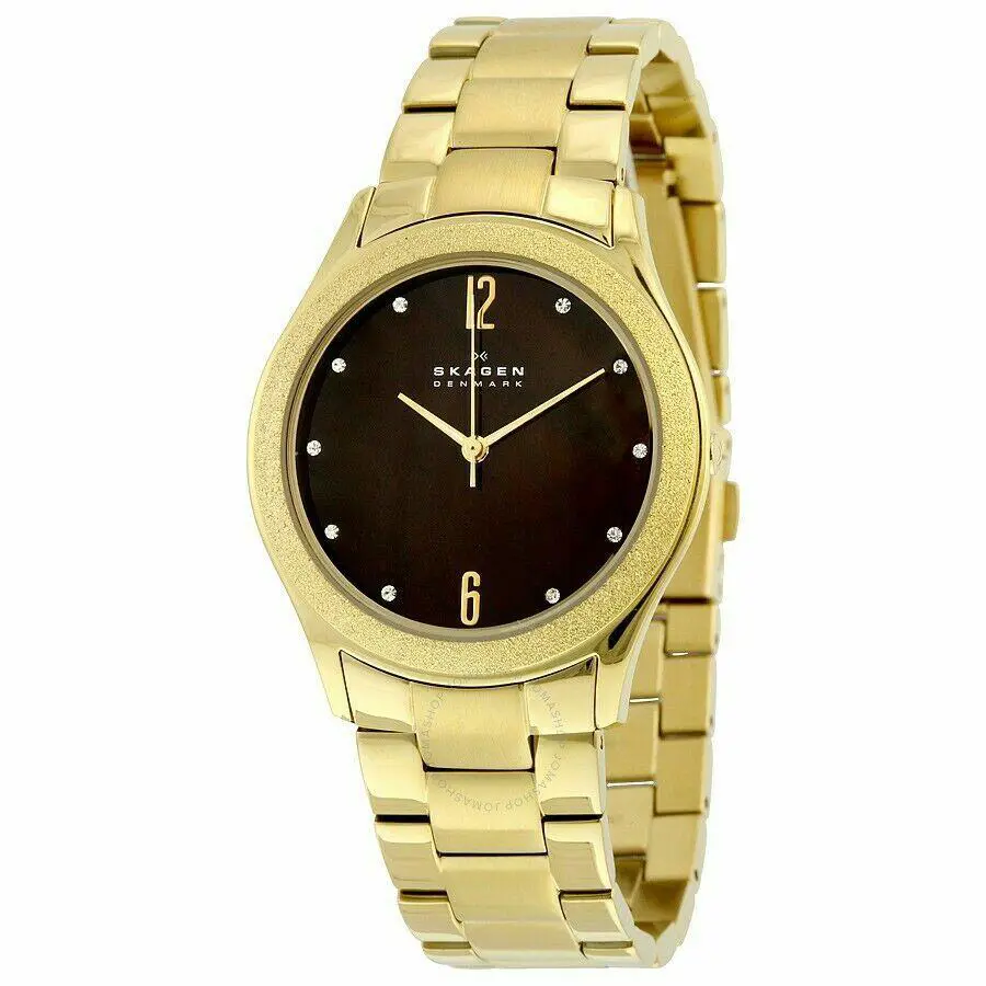 Skagen Women`s Gold Ion-plated Bracelet Quartz Analog Watch SKW2108