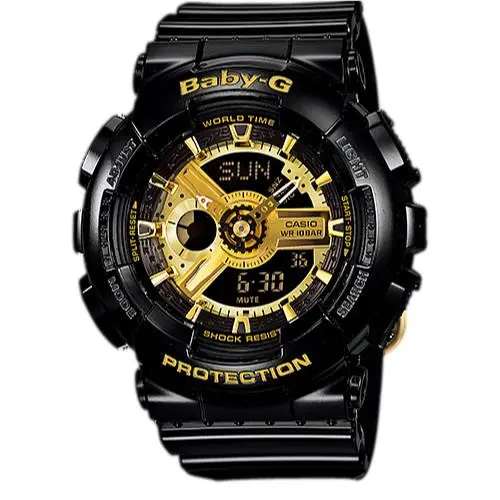 BA110-1A Baby-g Black and Gold Tone Dial Resin Strap Ladies Watch by Casio