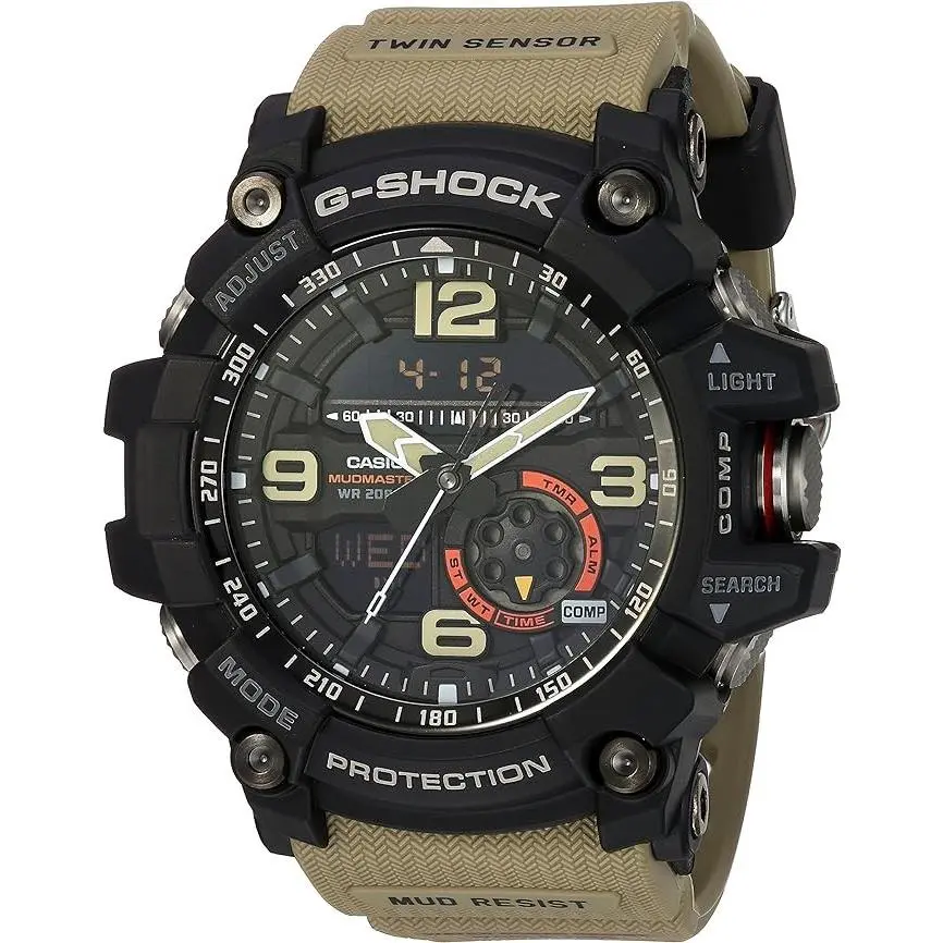 Casio G-shock Mudmaster Men`s Black Beige Dial Watch GG-1000-1A5 - Dial: Black, Beige, Band: Beige, Bezel: Black