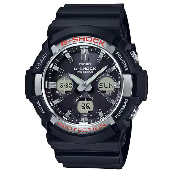 GAS100-1A G-shock Analog/digital Watch Black Resin Band 5 Alarms Solar by Casio