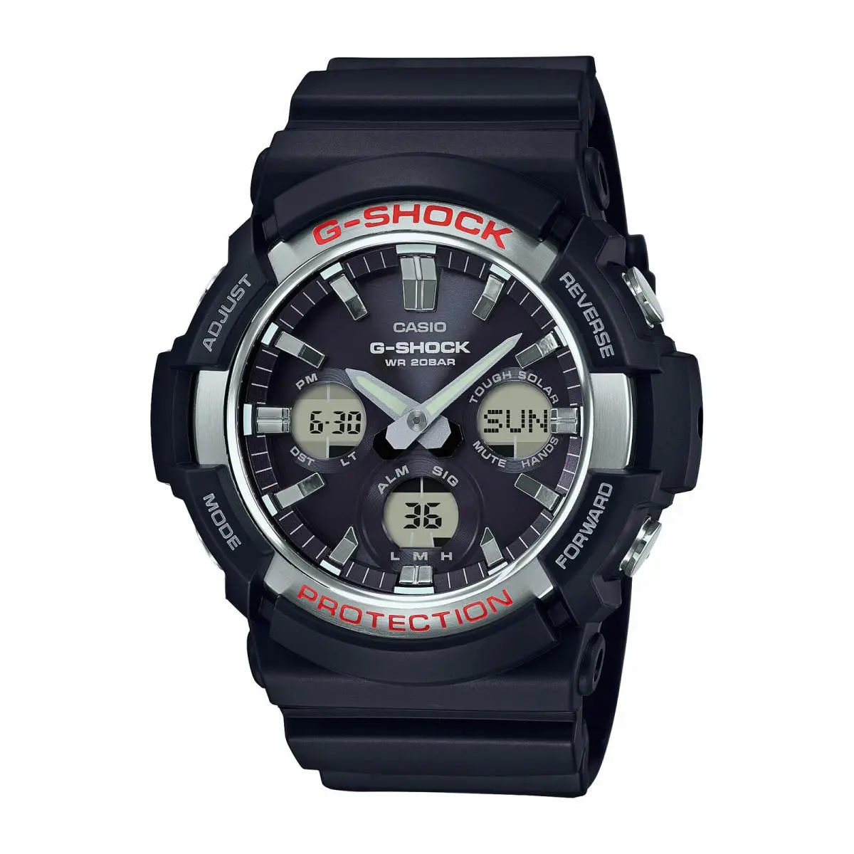 G-shock GAS100-1A Men`s Solar World Time Black Resin Watch by Casio
