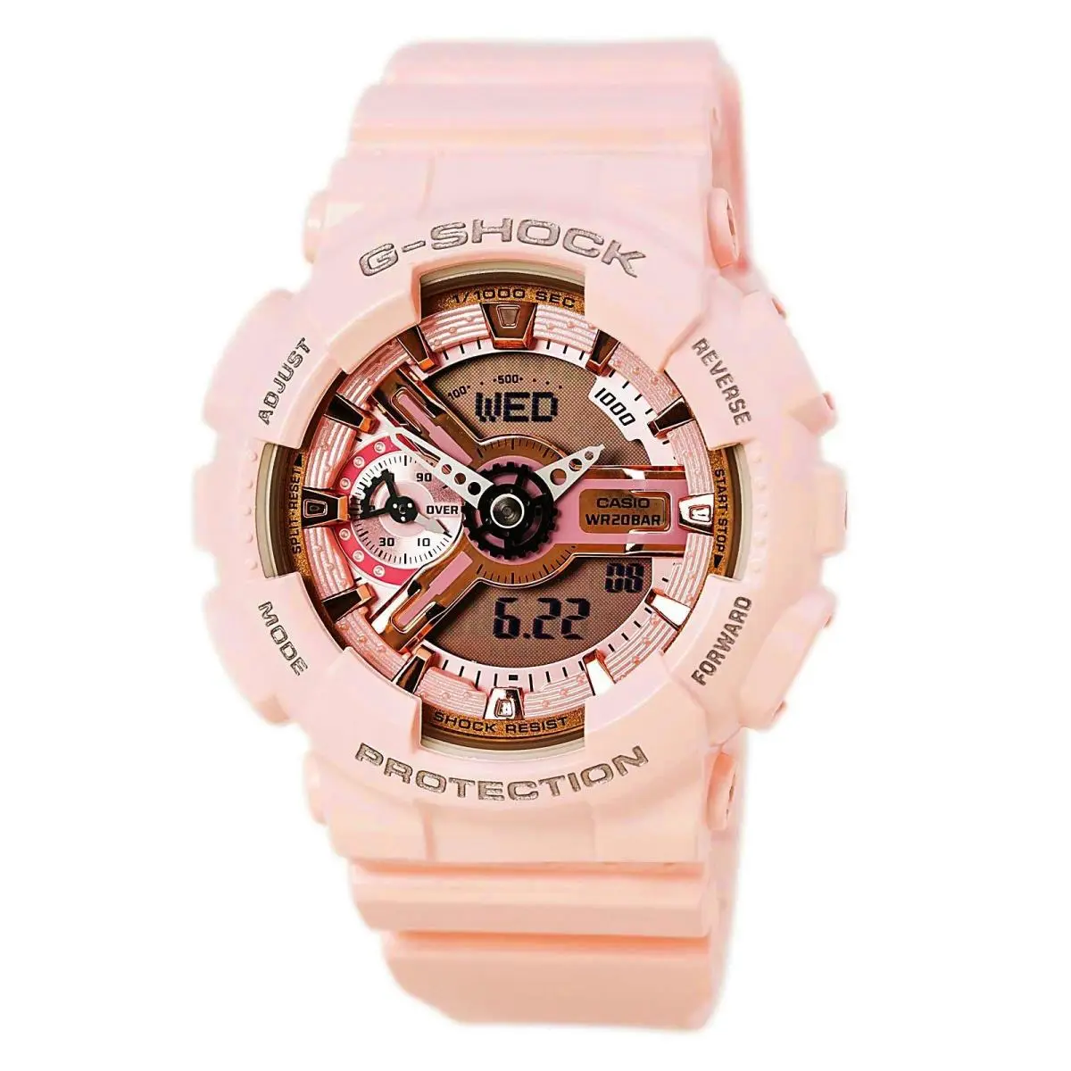 Casio Women`s Dive Watch G-shock S Series Pink and Grey Dial Strap GMAS110MP-4A1