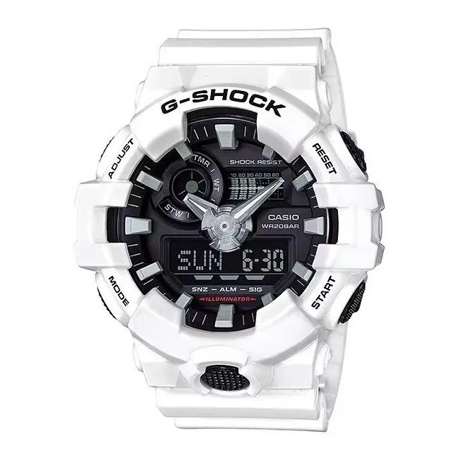 Casio G-shock GA700-7A Men`s XL Ana-digi 3D Super Illuminator White Black Watch
