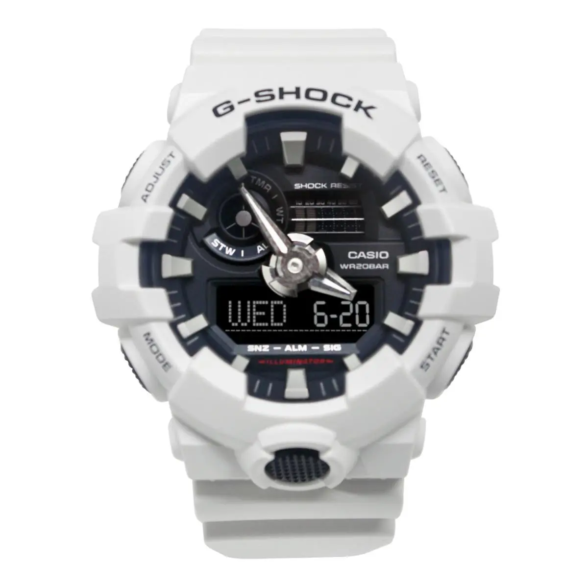 Casio GA700-7A G-shock Black Analog Digital Dial White Resin Band Watch