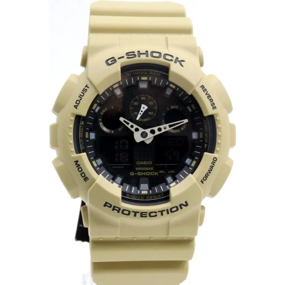 Casio G-shock Analog Digital Men Chrono Tan Watch 51mm GA100L-8A - Band: Tan, Bezel: Tan