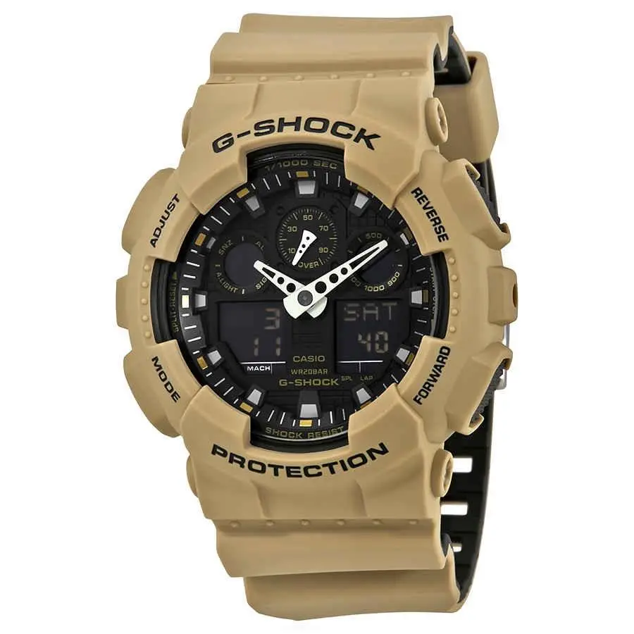 Casio G-shock Black Dial Men`s Sand Beige Sports Watch GA100L-8A