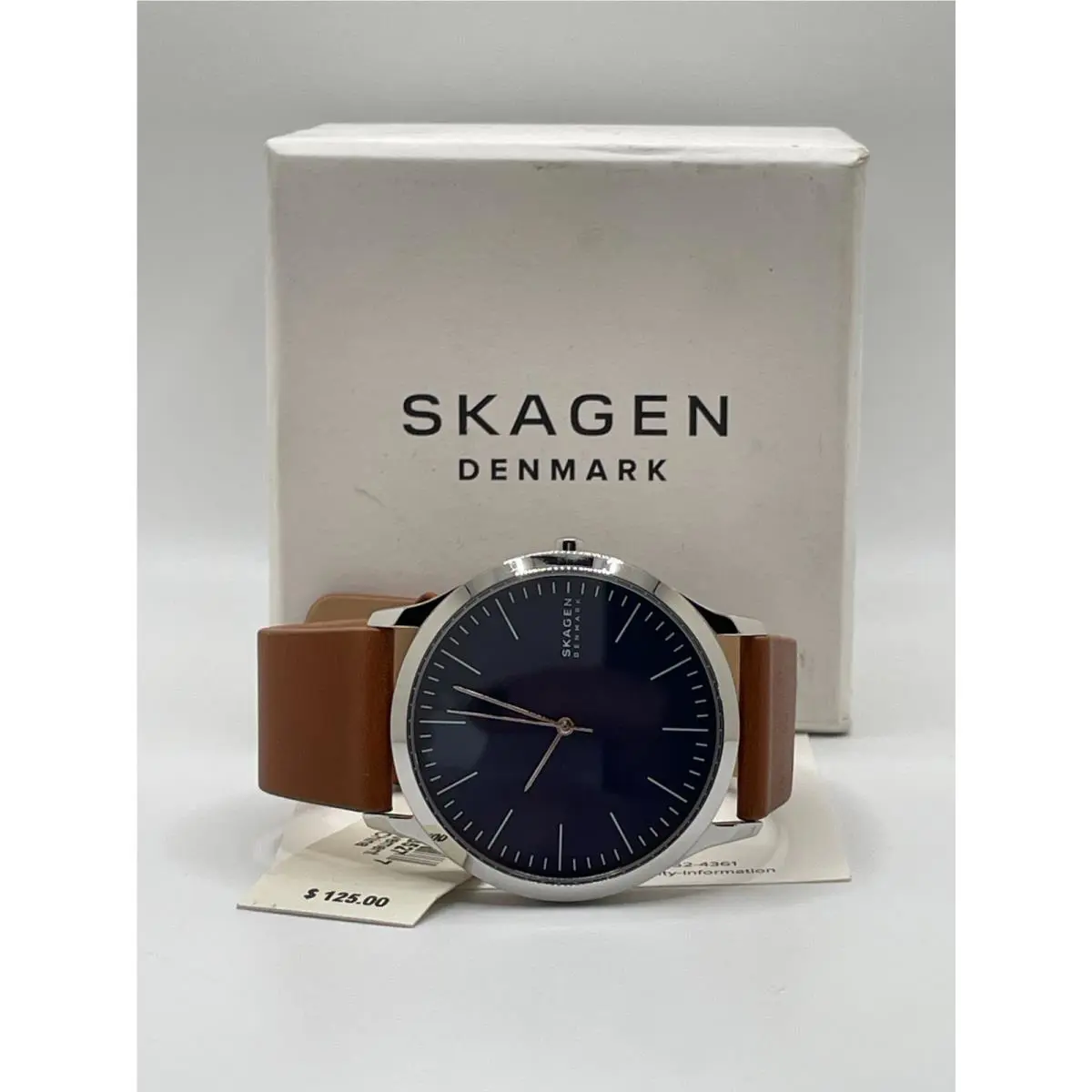 Skagen Jorn SKW6546 Mens Blue Dial Brown Band Quartz Analog Casual Wristwatch