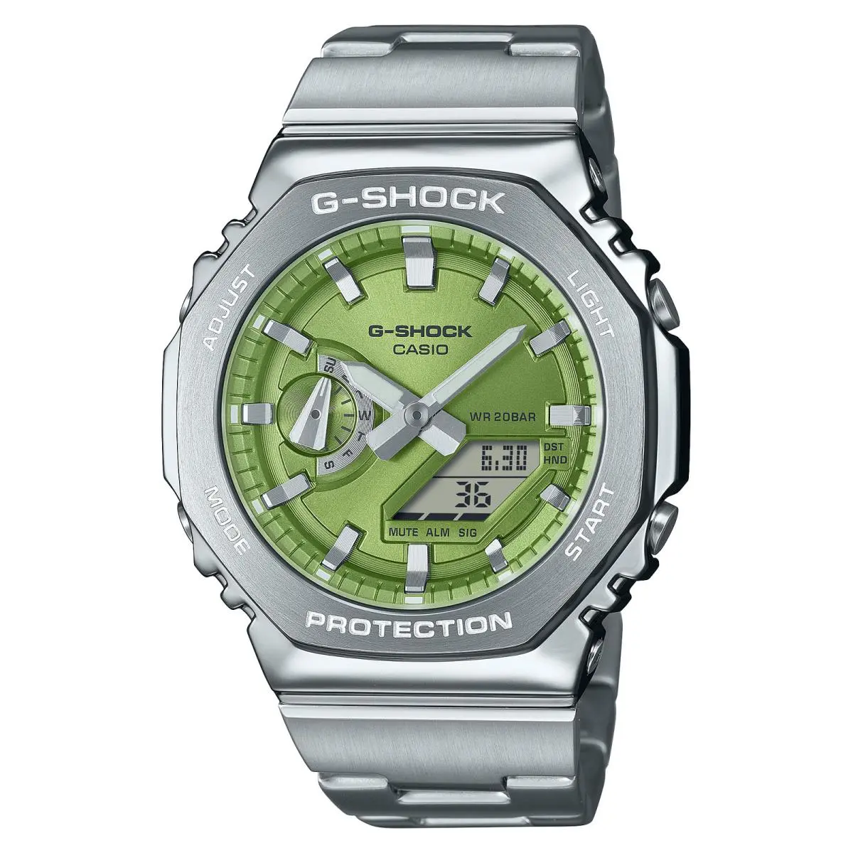 Casio G-shock GM2100D-3A Stainless Gsteel Green Digital Analog 2100 Series Watch