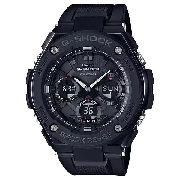Casio G-shock G-steel Layer Guard Black Solar Mens Ana-digi Watch GSTS100G-1B - Dial: Black, Band: Black, Bezel: Black
