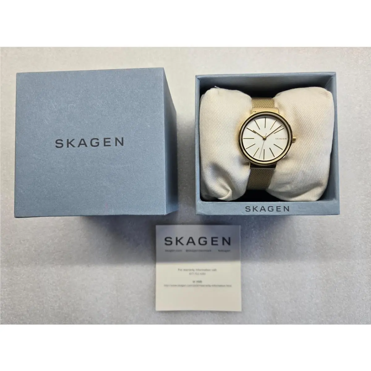 Skagen Ancher White Dial Gold-tone Case Mesh Bracelet Women`s Watch SKW2477