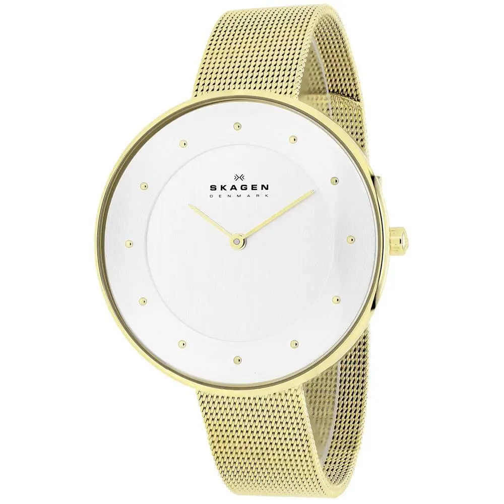 Skagen Gitte Silver Dial Gold-tone Mesh Ladies Watch SKW2141