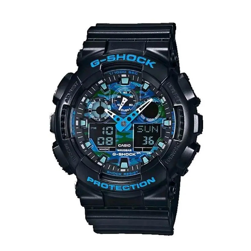 Men`s G-shock Black and Blue Ana-digi Sports Watch GA100CB-1A by Casio