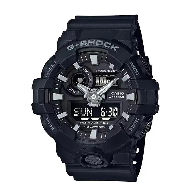 G-shock GA700-1B Men`s XL Ana-digi 3D Super Illuminator Black Silver Watch by Casio