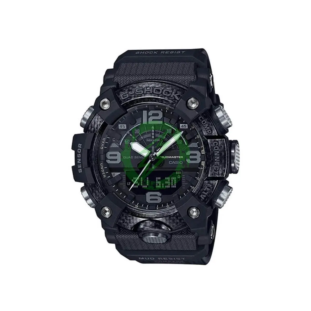 Casio Mudmaster G Shock Ani-digi Black/white Wrist Watch - Black, White