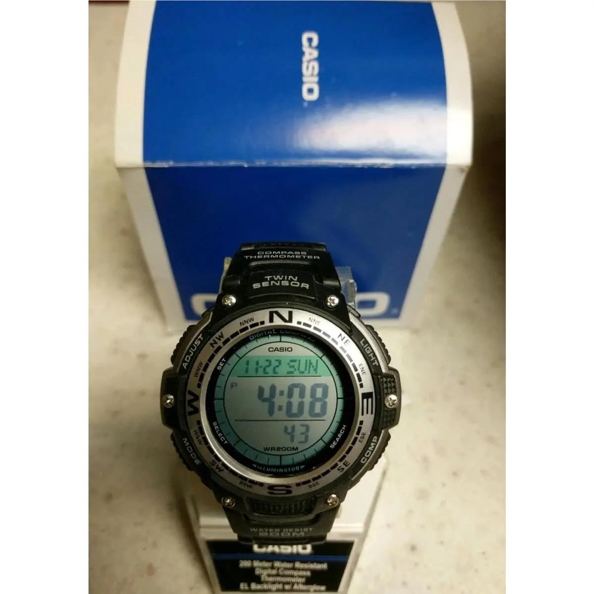 SGW-100-1V Twin Sensor Mens Watch Thermometer Compass Chronograph SGW-100 by Casio