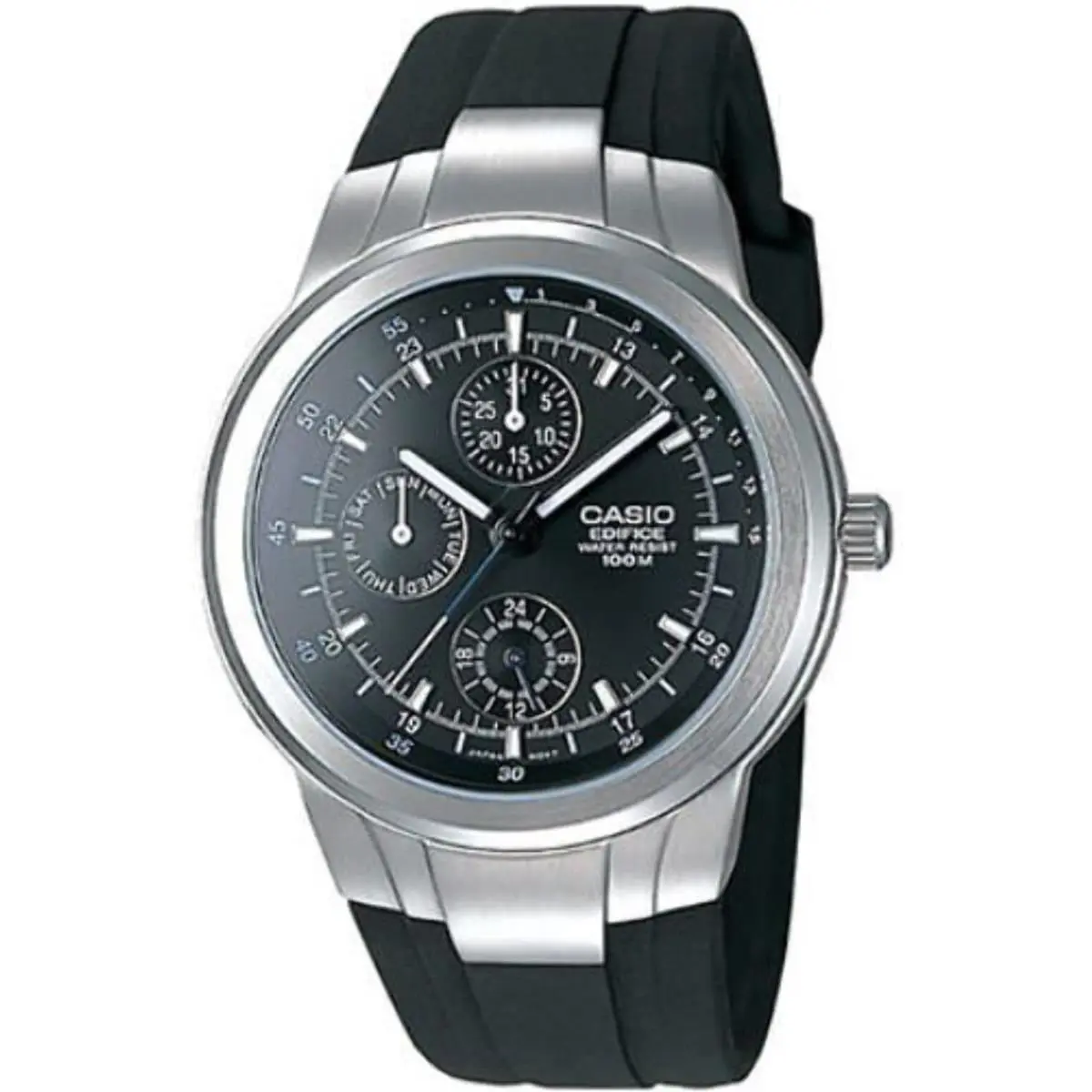 Men`s Casio Edifice Muli Function Watch EF305-1AV - Black, Dial: Black, Band: Black