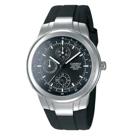Casio EF305-1AV Edifice Watch Black Dial Resin Band Day/date Multi Dial - Dial: Black, Band: Black