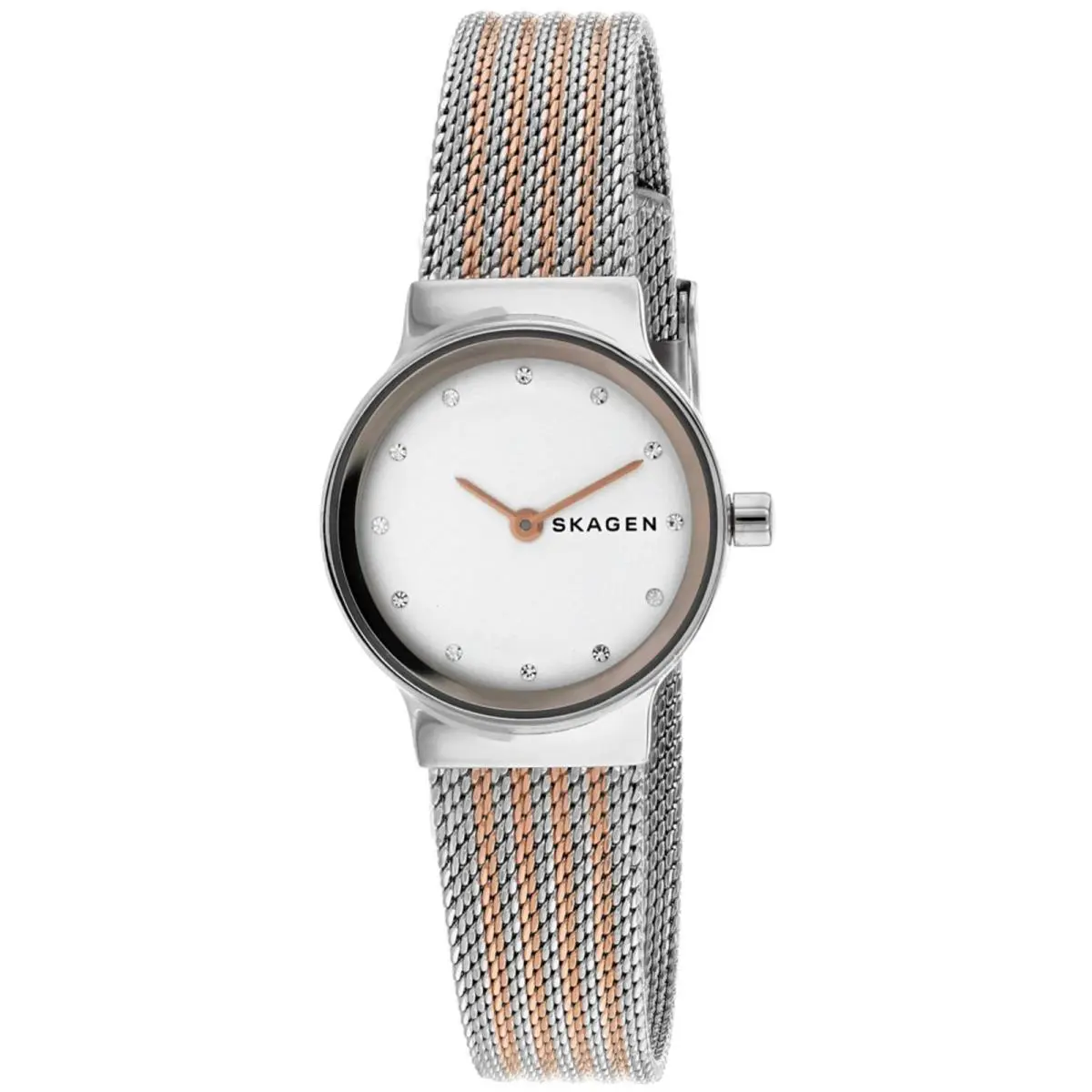 Skagen Women`s Watch Freja White Dial Plated Stainless Steel Bracelet SKW2699 - Dial: White, Band: Silver, Rose