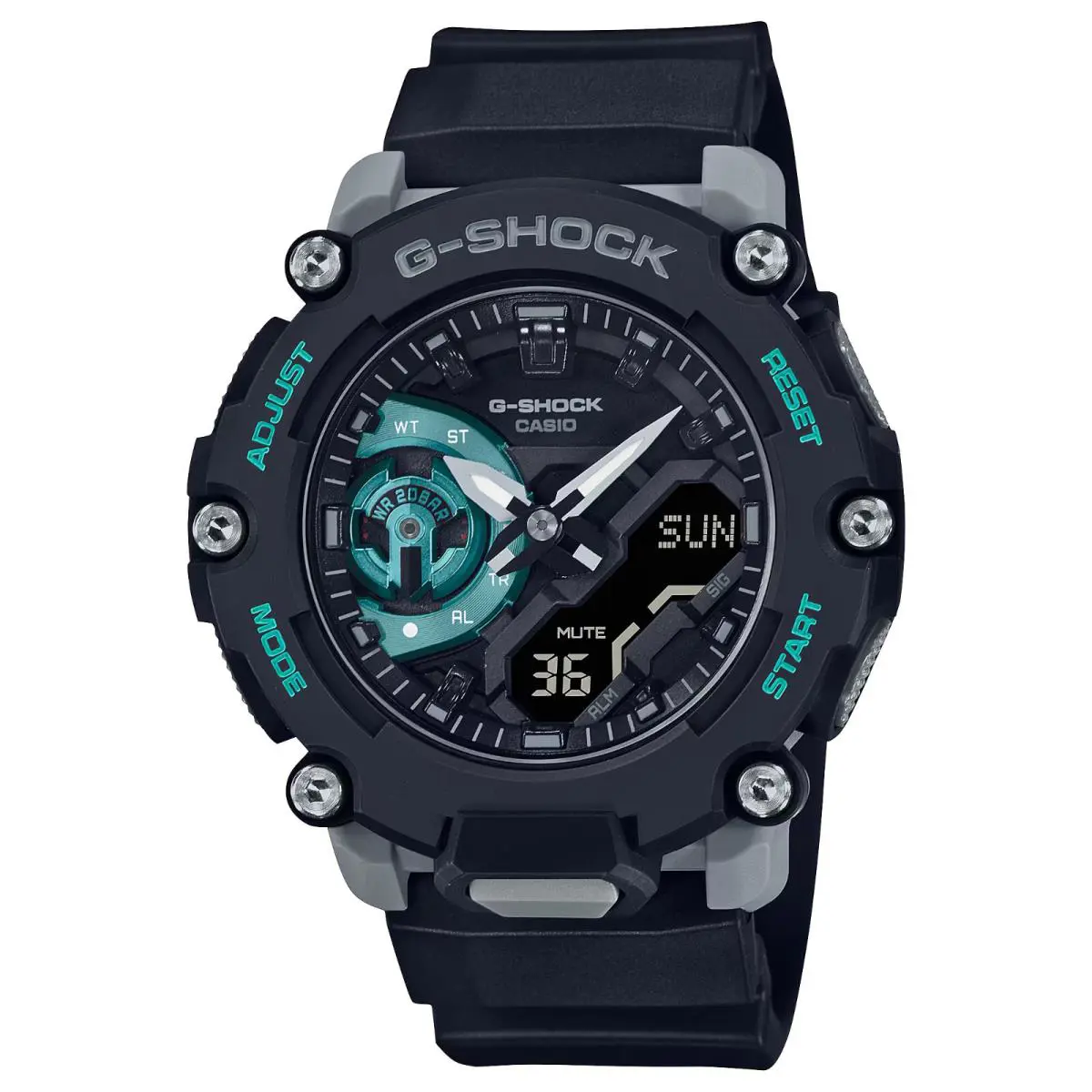G-shock Carbon Core Guard Slim Black/teal Mens Watch GA2200M-1A by Casio