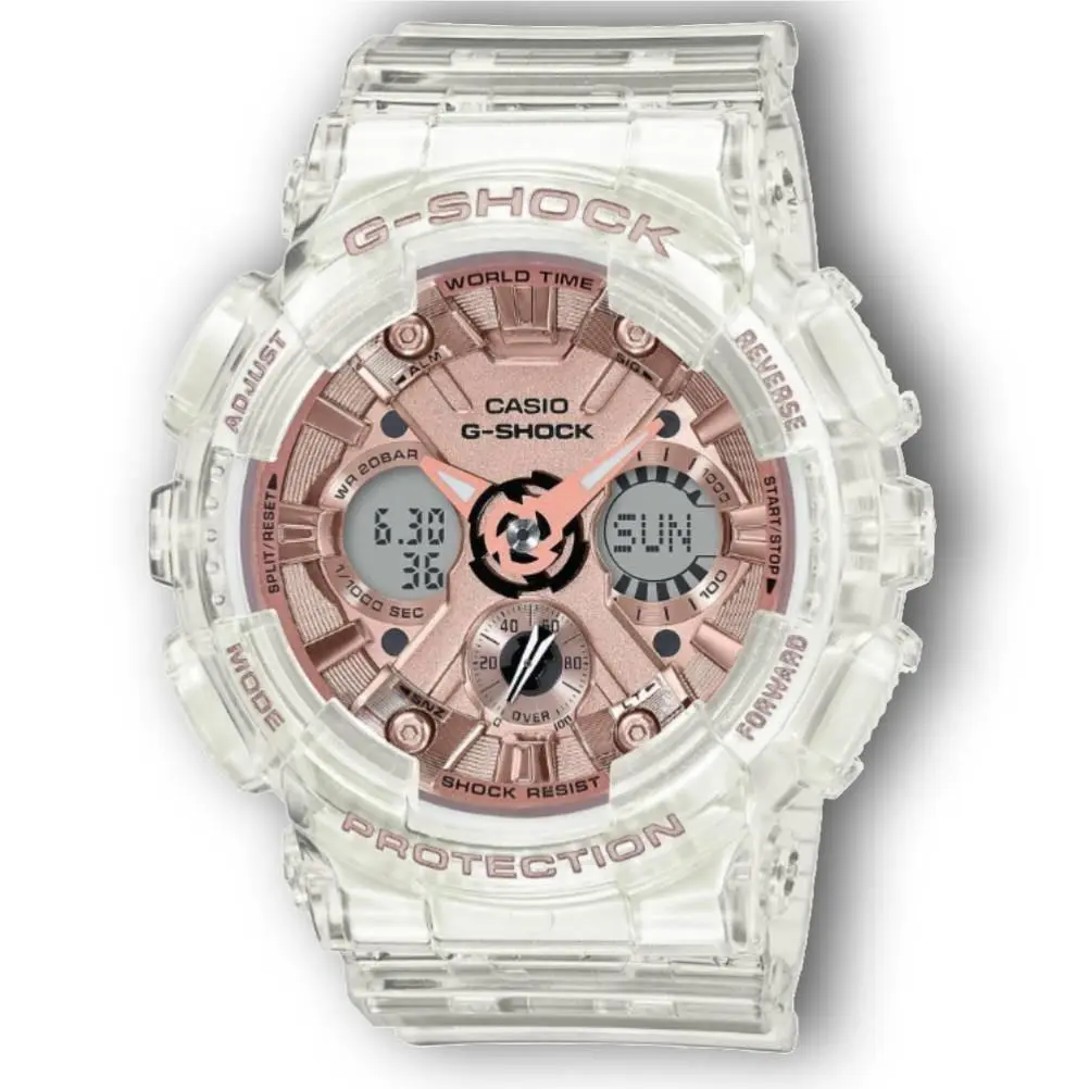 G-shock 49mm Clear Resin Case and Band Men`s Watch GMAS120SR-7A by Casio