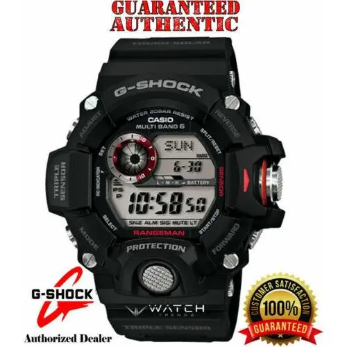 Casio G-shock GW9400-1 Rangeman Atomic Solar Triple Sensor Black Watch - Dial: Silver, Band: Black