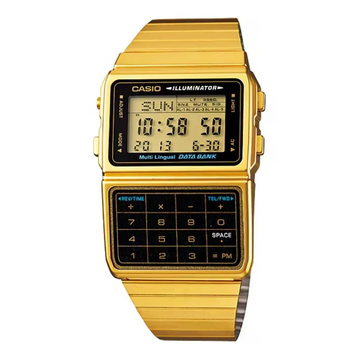 Casio Men’s Gold Digital Databank Watch with Calculator - DBC-611G-1DF