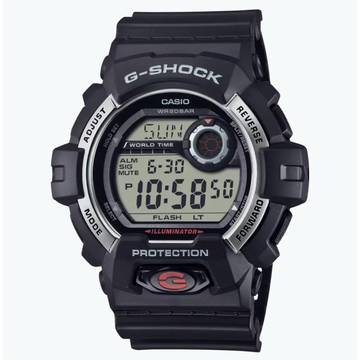 Casio G Shock Digital 8900 Series G8900S-1 Silver Dial Black Men’s Watch