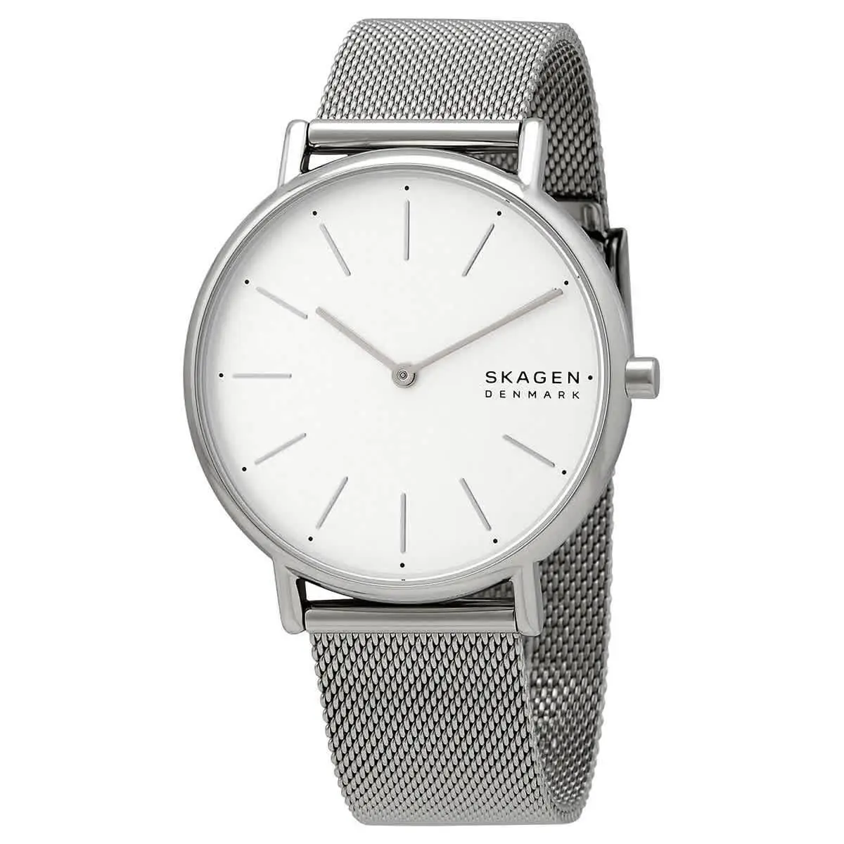 Skagen Signatur Quartz White Dial Stainless Steel Mesh Ladies Watch SKW2785 - White, Dial: White, Band: Silver-tone