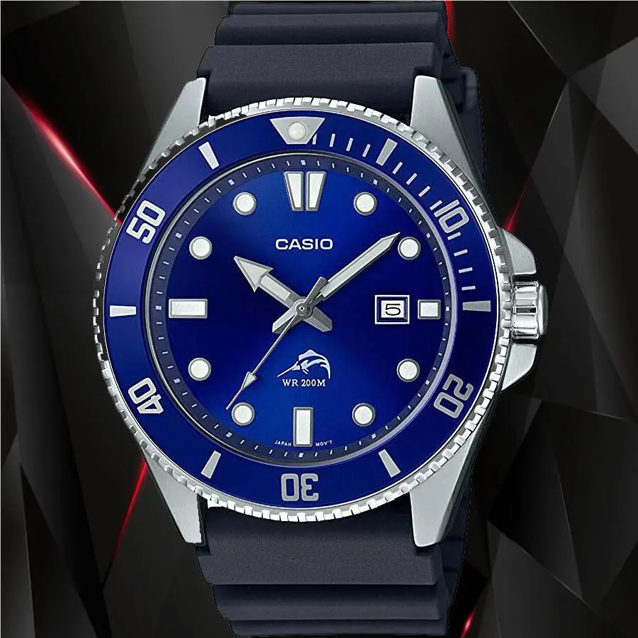 Casio MDV106B-2A Men`s Duro 200M WR Blue Watch Diver Analog Sports 2020 - Dial: Blue, Band: Black, Bezel: Silver