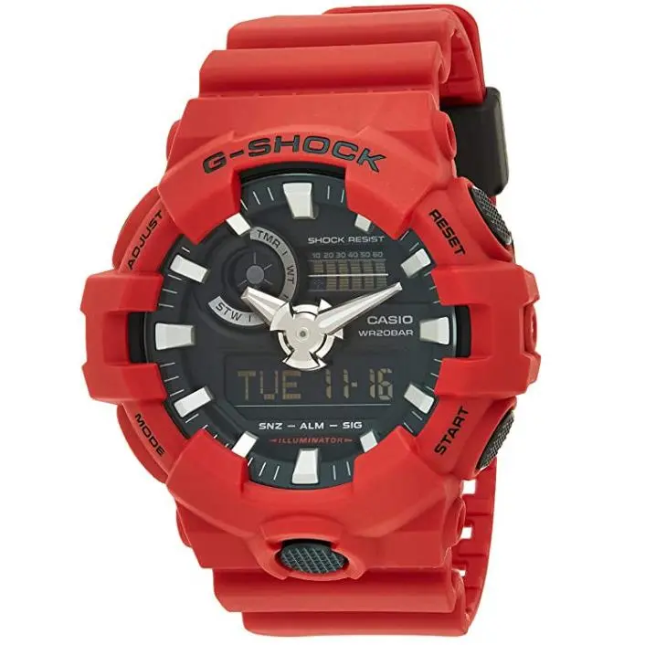 G-shock Quartz Red Rubber Shock Resistant  Men`s Watch GA-700-4ACR by Casio