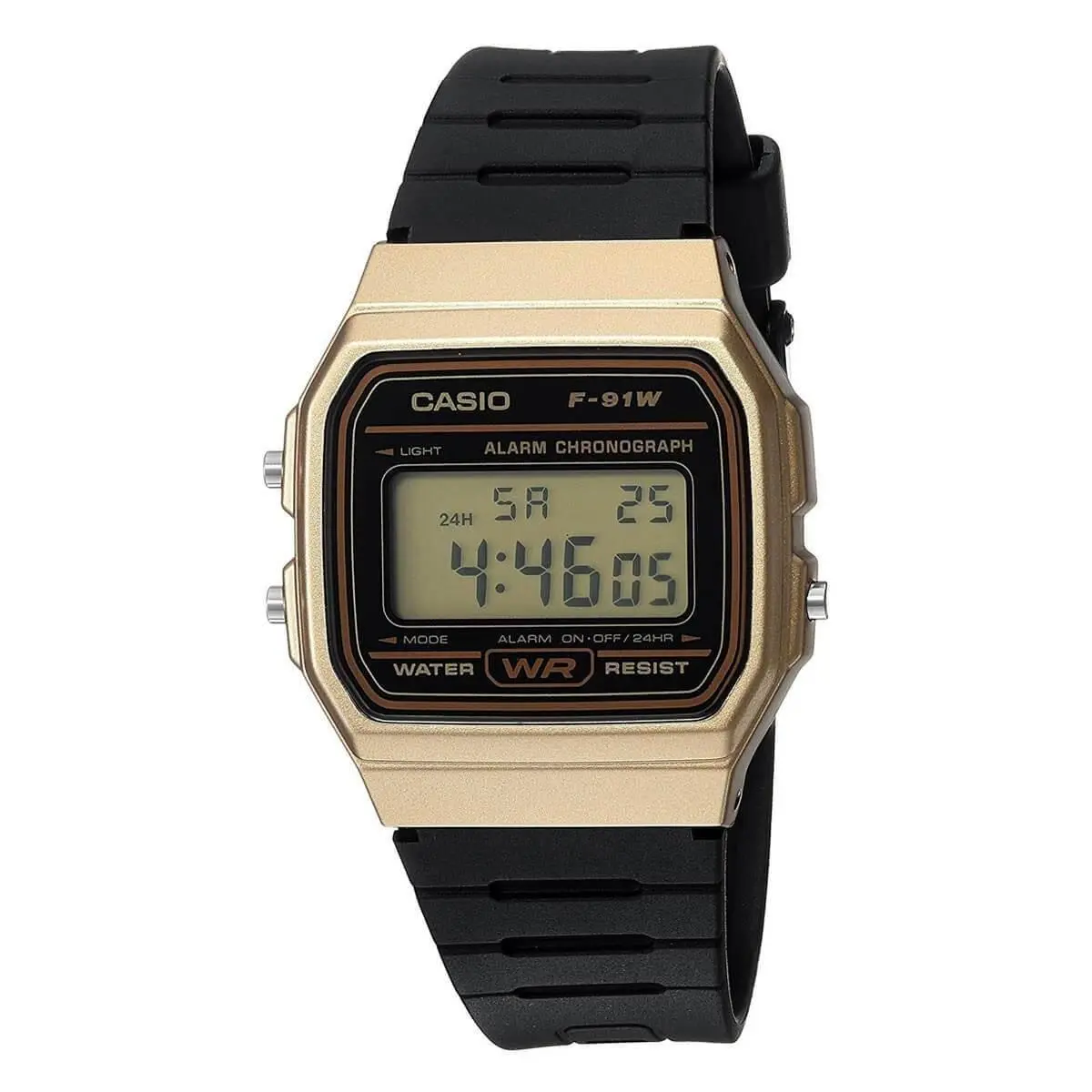 Casio F91WM-9A Men`s Vintage Digital Dial Alarm Chronograph Watch - Dial: Black, Grey, Band: Black