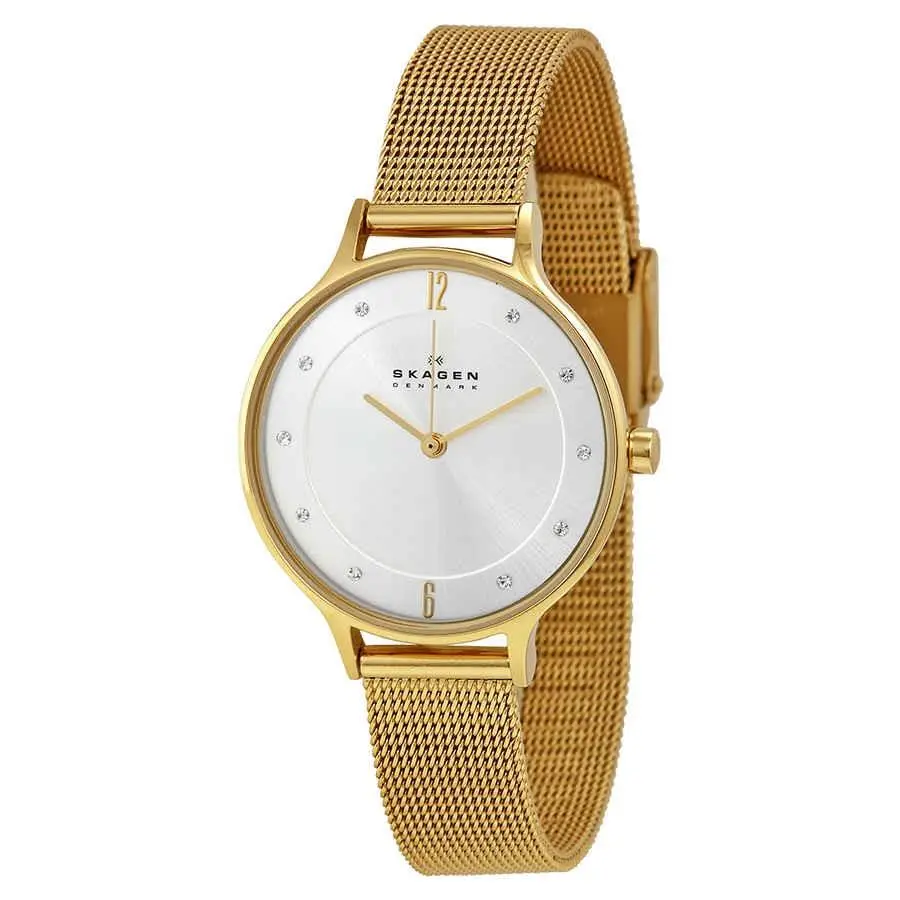 Anite Silver Dial Gold-tone Mesh Ladies Watch SKW2150 by Skagen