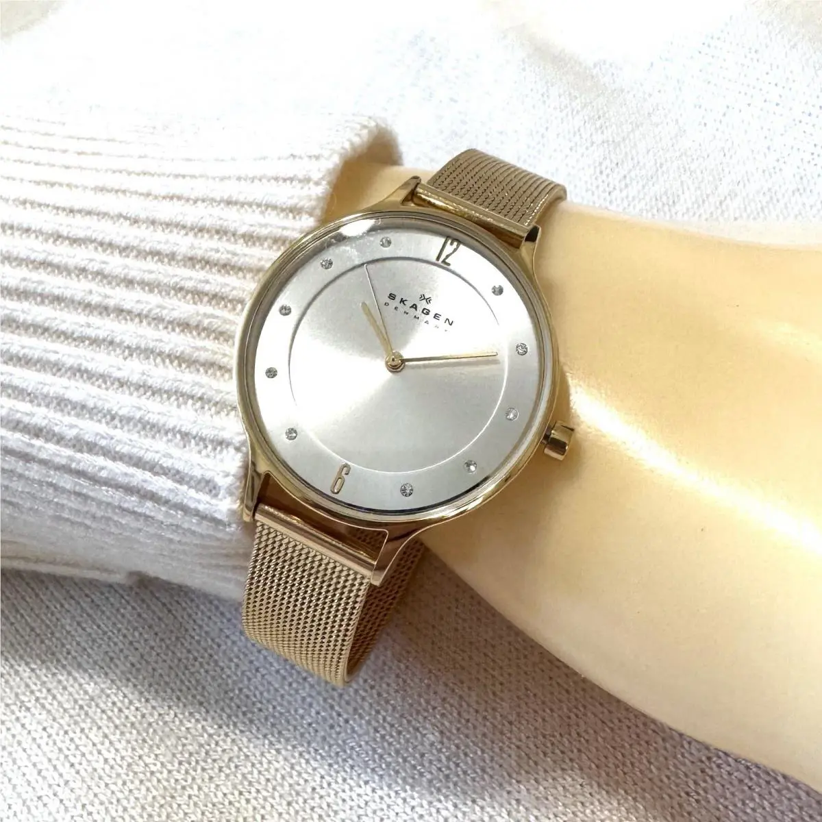 Skagen Anita Silver Dial Gold-tone Mesh Ladies Watch SKW2150