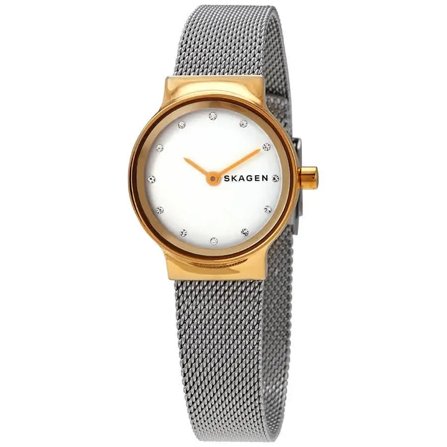 Skagen Freja White Dial Stainless Steel Mesh Ladies Watch SKW2666
