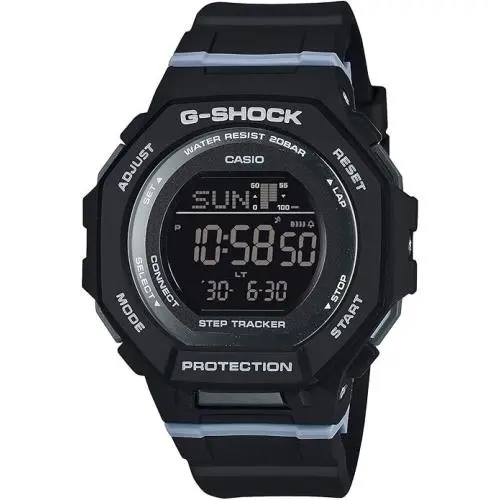 G-shock Step Tracker Black with Light Blue Digital Watch GMD-B300-1 by Casio