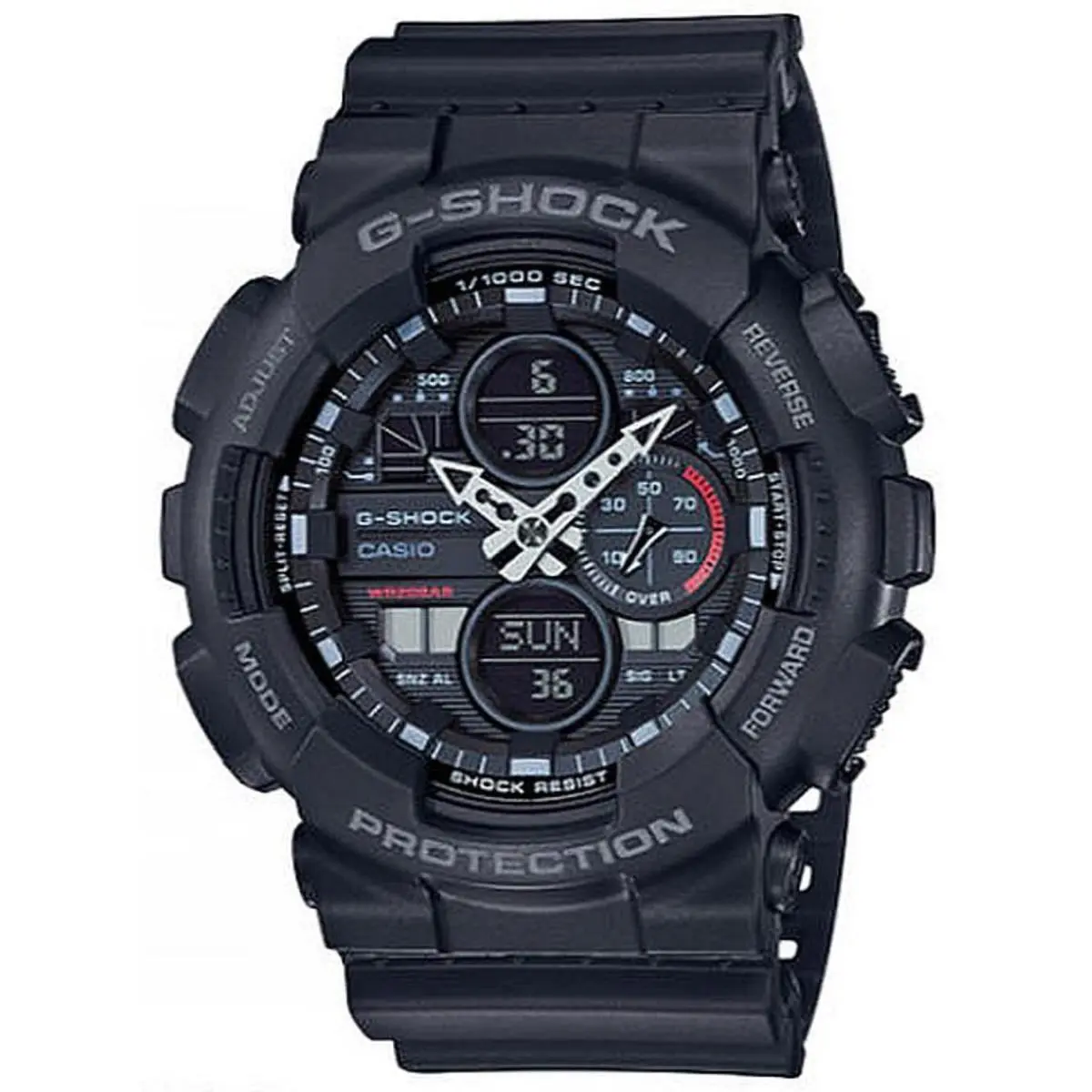 Casio G-shock Black Digital Analog Military Style Watch GA140-1A1 GA-140-1A1CR - Black, Dial: Black, Band: Black