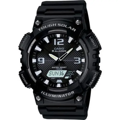 Casio AQS810W-1AV Digital/analog Watch Solar Powered 5 Alarms Illuminator - Dial: Black, Band: Black