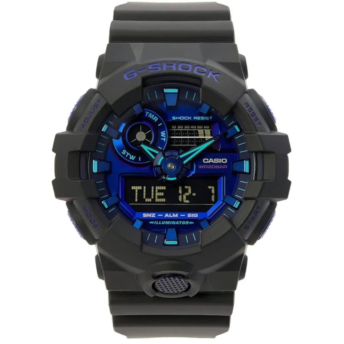 Men`s Ana Digi Watch G-shock Virtual Blue Series Black Strap GA700VB-1A by Casio