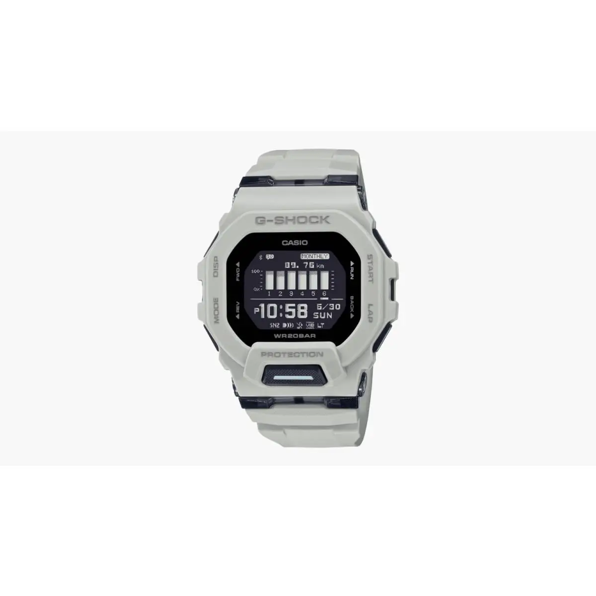 Casio G-shock GBD200UU-9 G-squad Smartphone Link Feature Gray Men`s Watch - Dial: Black, Band: Gray, Bezel: Gray, Beige