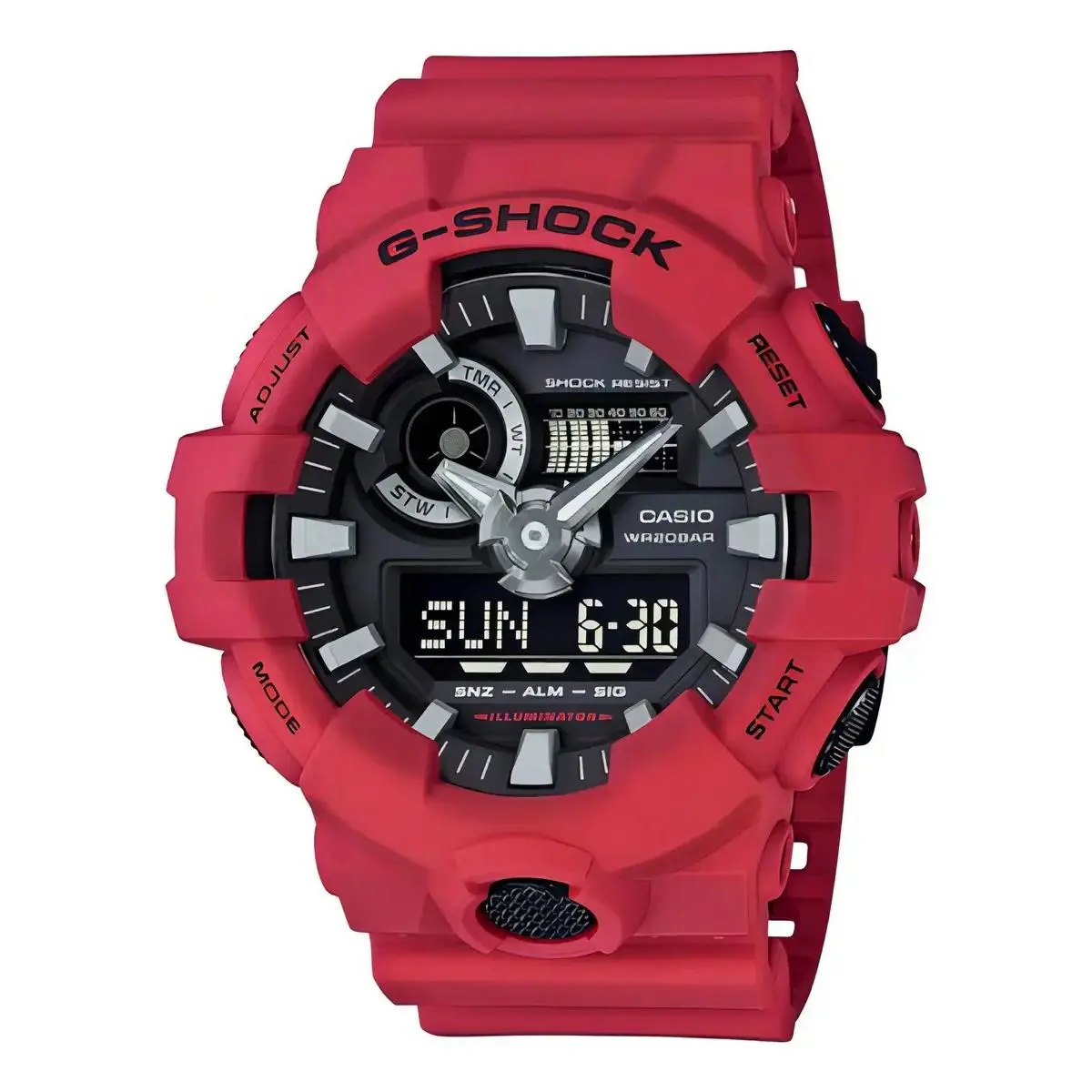 Casio Men`s G-shock Analog Digital Red Quartz Watch - GA-700-4ADR - Dial: Black, Band: Red