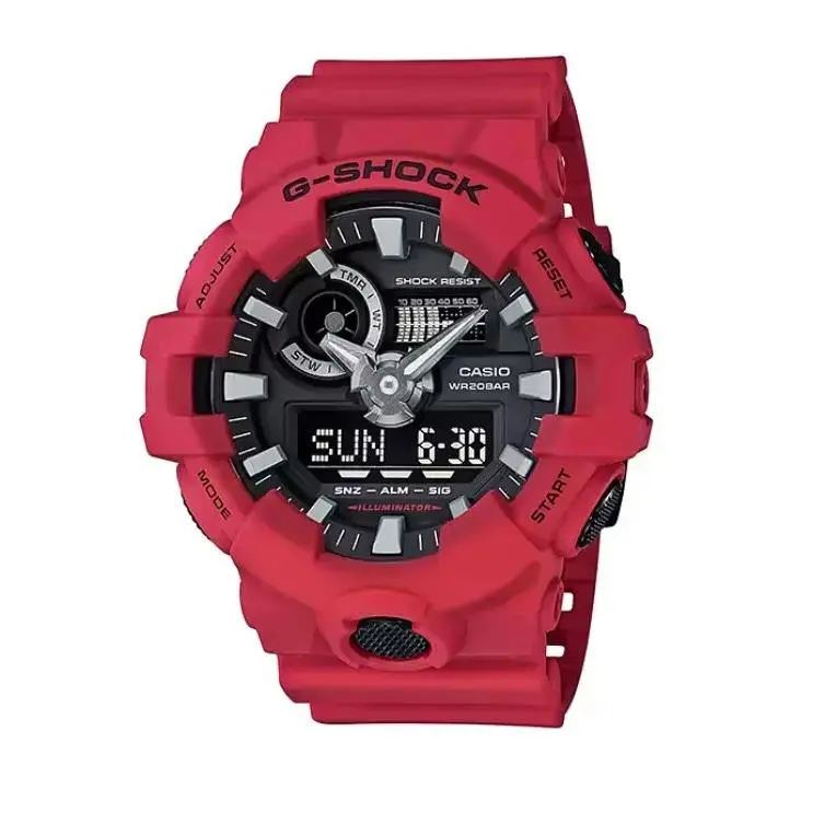 Casio G-shock Ana Digi World Time Watch GA-700-4A - Dial: Black, Red, Band: Red, Black, Bezel: Black, Red